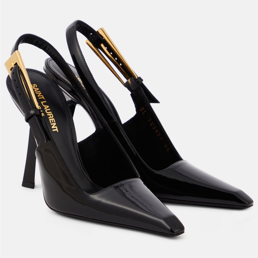 Saint Laurent Lee Black Patent Leather Stiletto Heels - Picture 3 of 9